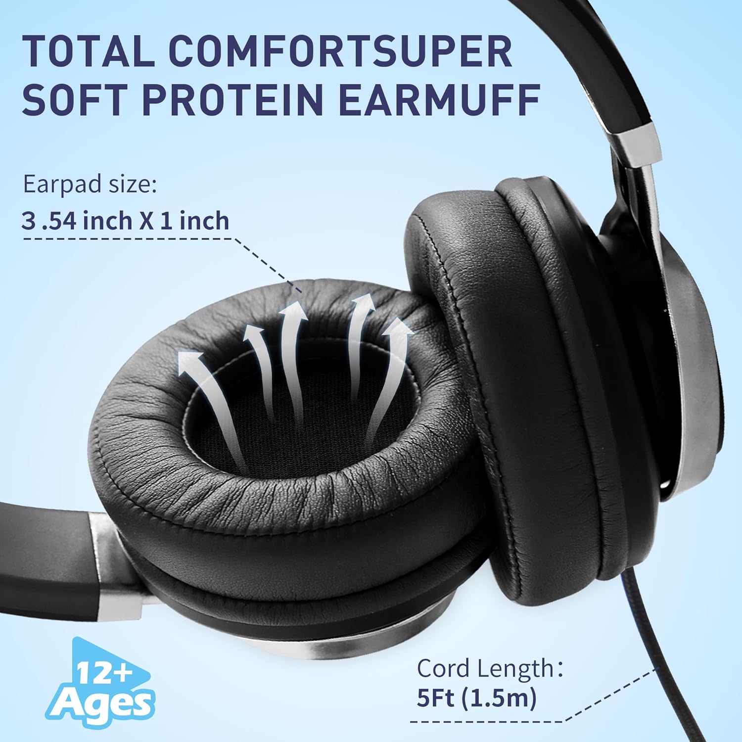 AILIHEN C90 Wired Headphones with Microphone Volume Control, Noise Reduction Foldable Comfortable Over Ear Headphones Wired Durable Nylon 3.5mm Jacket for Tablet/Chromebook/Computer/Adult/Teens(Grey) - Image 2