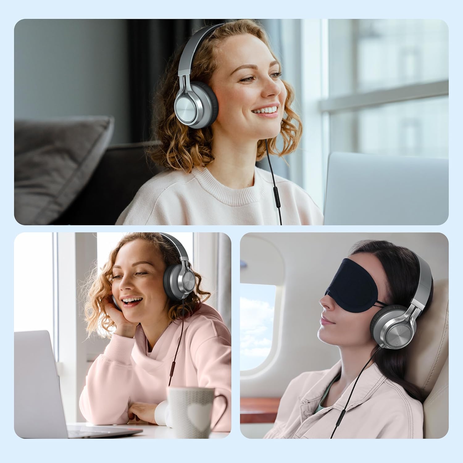 AILIHEN C90 Wired Headphones with Microphone Volume Control, Noise Reduction Foldable Comfortable Over Ear Headphones Wired Durable Nylon 3.5mm Jacket for Tablet/Chromebook/Computer/Adult/Teens(Grey) - Image 7