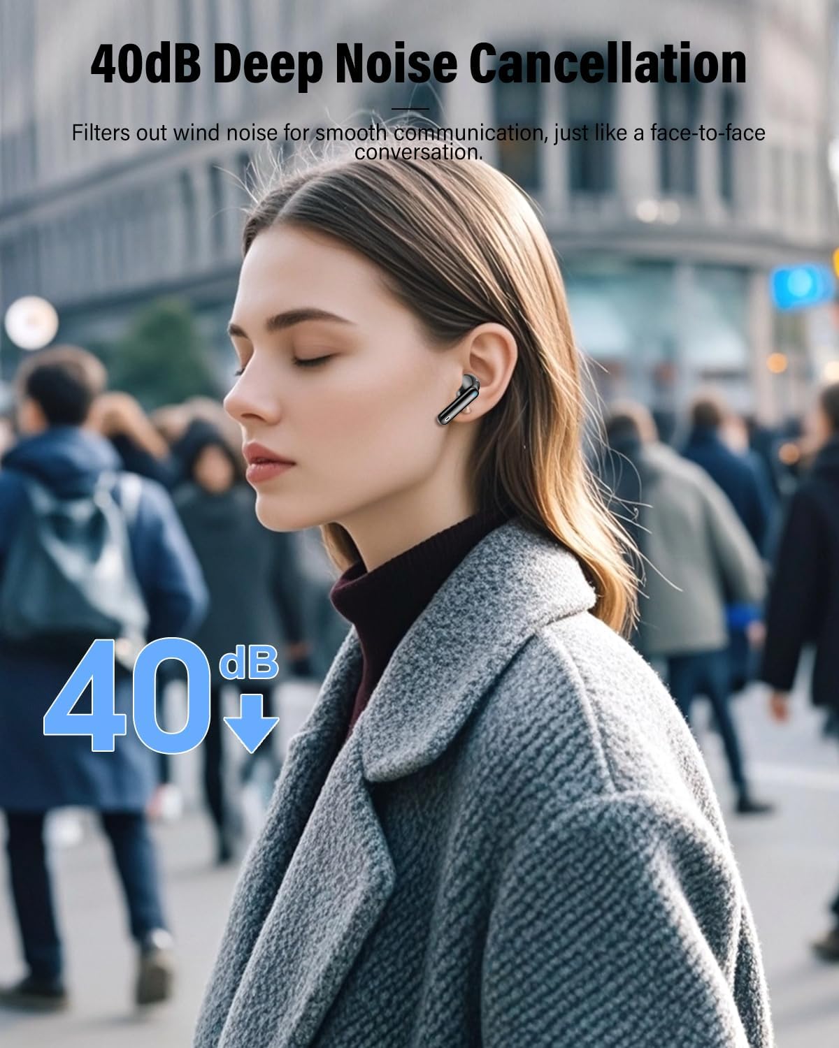 Wireless Earbuds, Sports Bluetooth Headphones, 80Hrs Playtime Ear Buds with LED Power Display, Noise Canceling Headset, IPX7 Waterproof Earphones for Workout/Running(Black) - Image 3