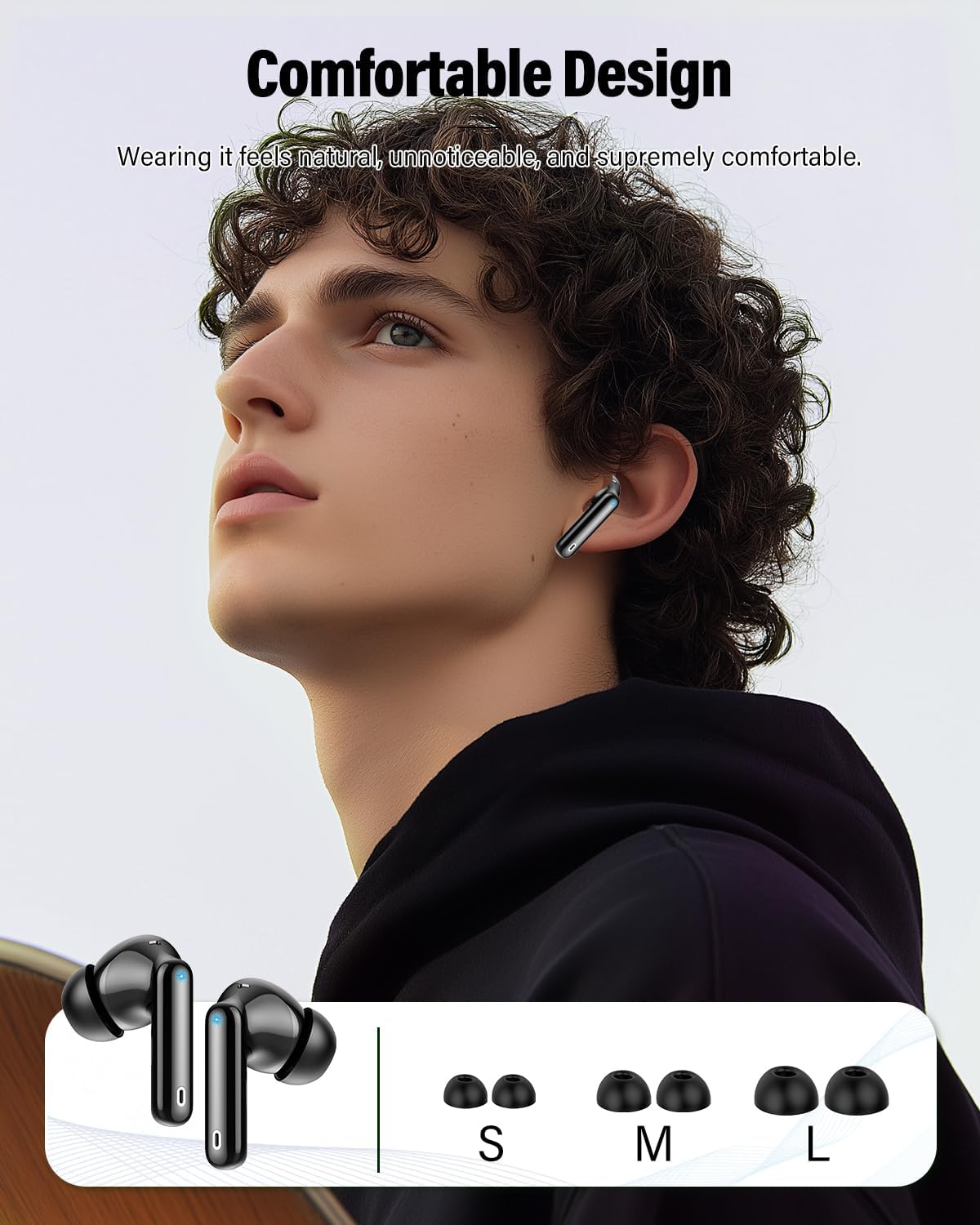 Wireless Earbuds, Sports Bluetooth Headphones, 80Hrs Playtime Ear Buds with LED Power Display, Noise Canceling Headset, IPX7 Waterproof Earphones for Workout/Running(Black) - Image 6